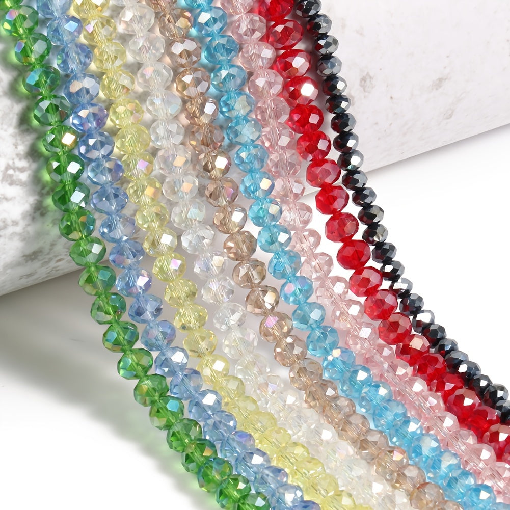 AB Clear Faceted Glass Crystal Rondelle Beads for Jewelry Making