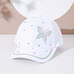 Rhinestone Butterfly Baseball Cap Adjustable Sunscreen Dad Hat Women Sports Hats
