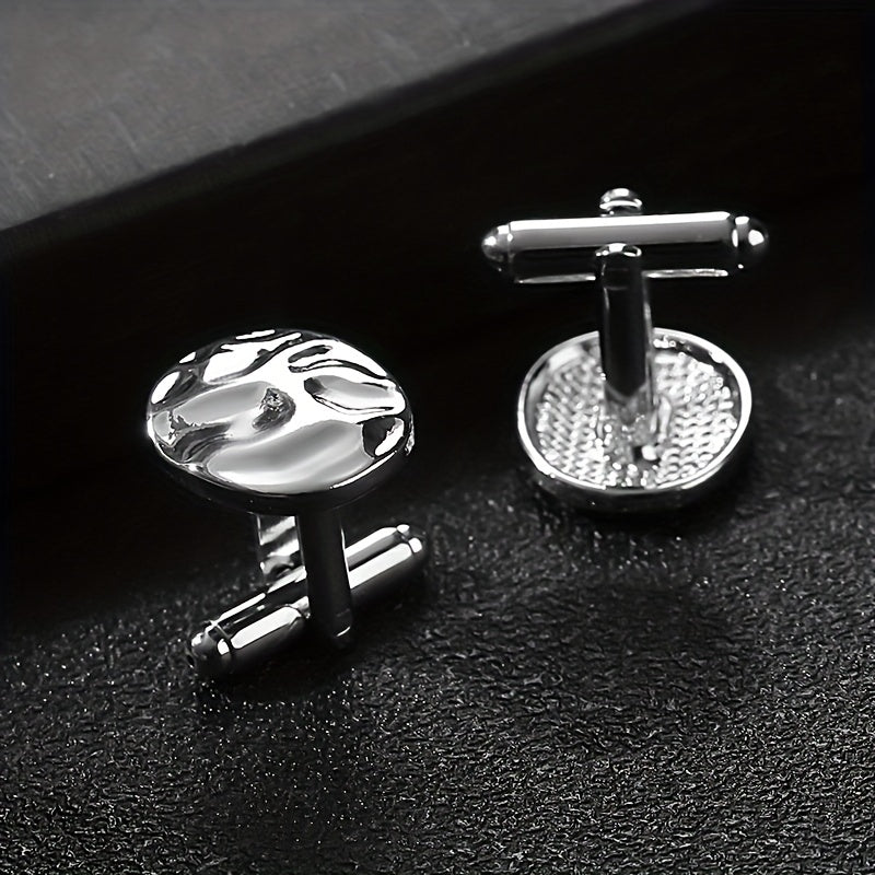 Men's Water Ripple Round Cufflinks Shirt Accessories
