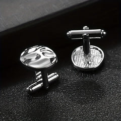 Men's Water Ripple Round Cufflinks Shirt Accessories