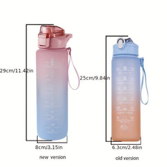 Gradient Water Bottle With Time Marker Portable Lightweight Drinking Cup