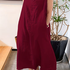 Round Neck Tank Dress With Pockets
