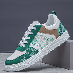 Men's Paisley Print Low Top Lace-up Skate Shoes