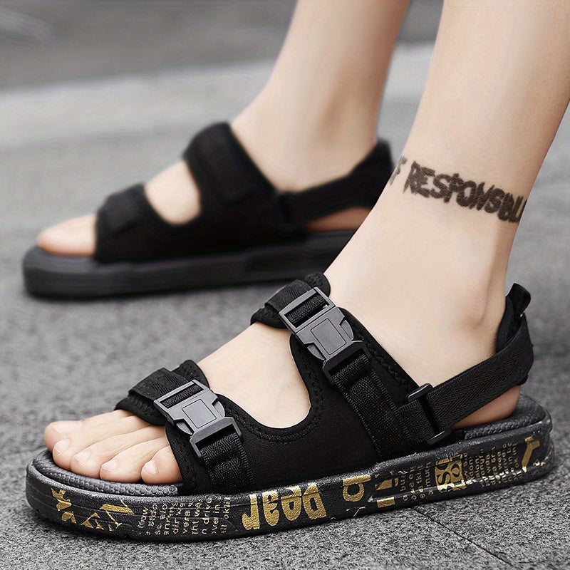Men's Open Toe Graphic Print Sandals Non Slip Comfortable Beach Shoes Summer
