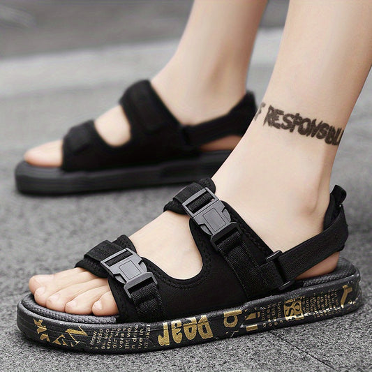 Men's Open Toe Graphic Print Sandals Non Slip Comfortable Beach Shoes Summer