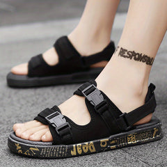 Men's Open Toe Graphic Print Sandals Non Slip Comfortable Beach Shoes Summer
