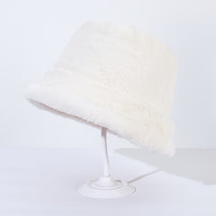 Reversible Thermal Bucket Hat Plush Winter Keep Warm Basin