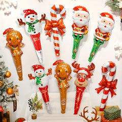10pcs Christmas Sticks Santa Claus Snowman Candy Cane Deer Head