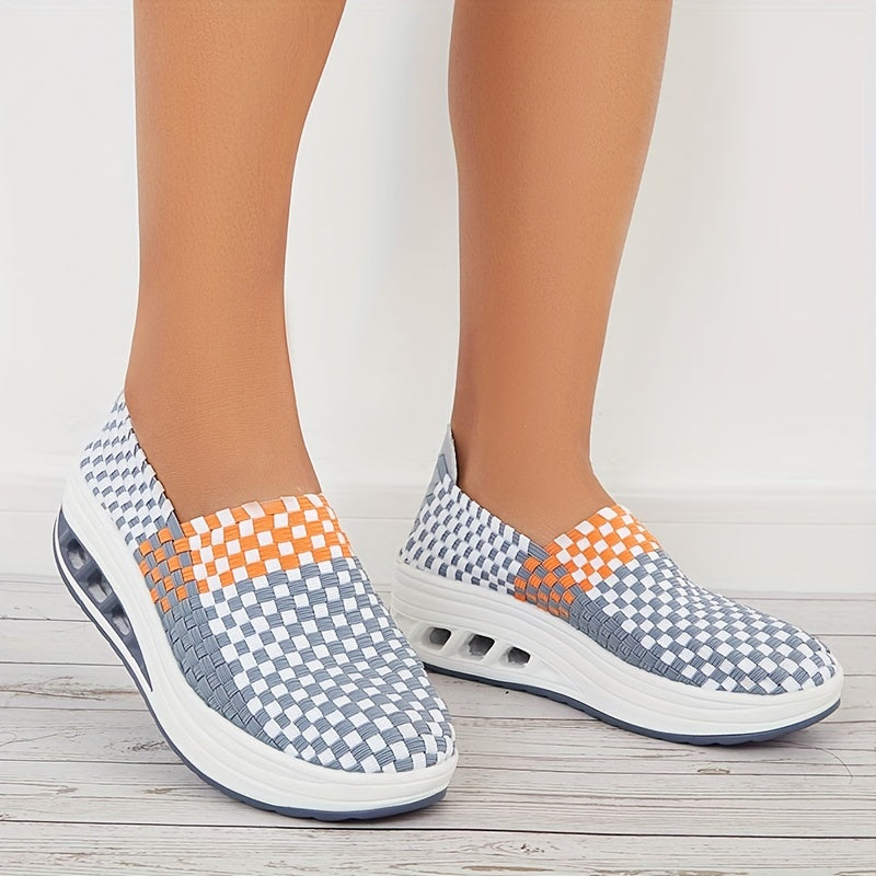 Women's Air Cushion Woven Walking Shoes Outdoor Casual Sneakers