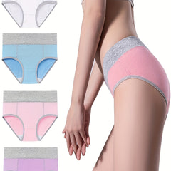 4 Pcs Women's High Waist Cotton Panties