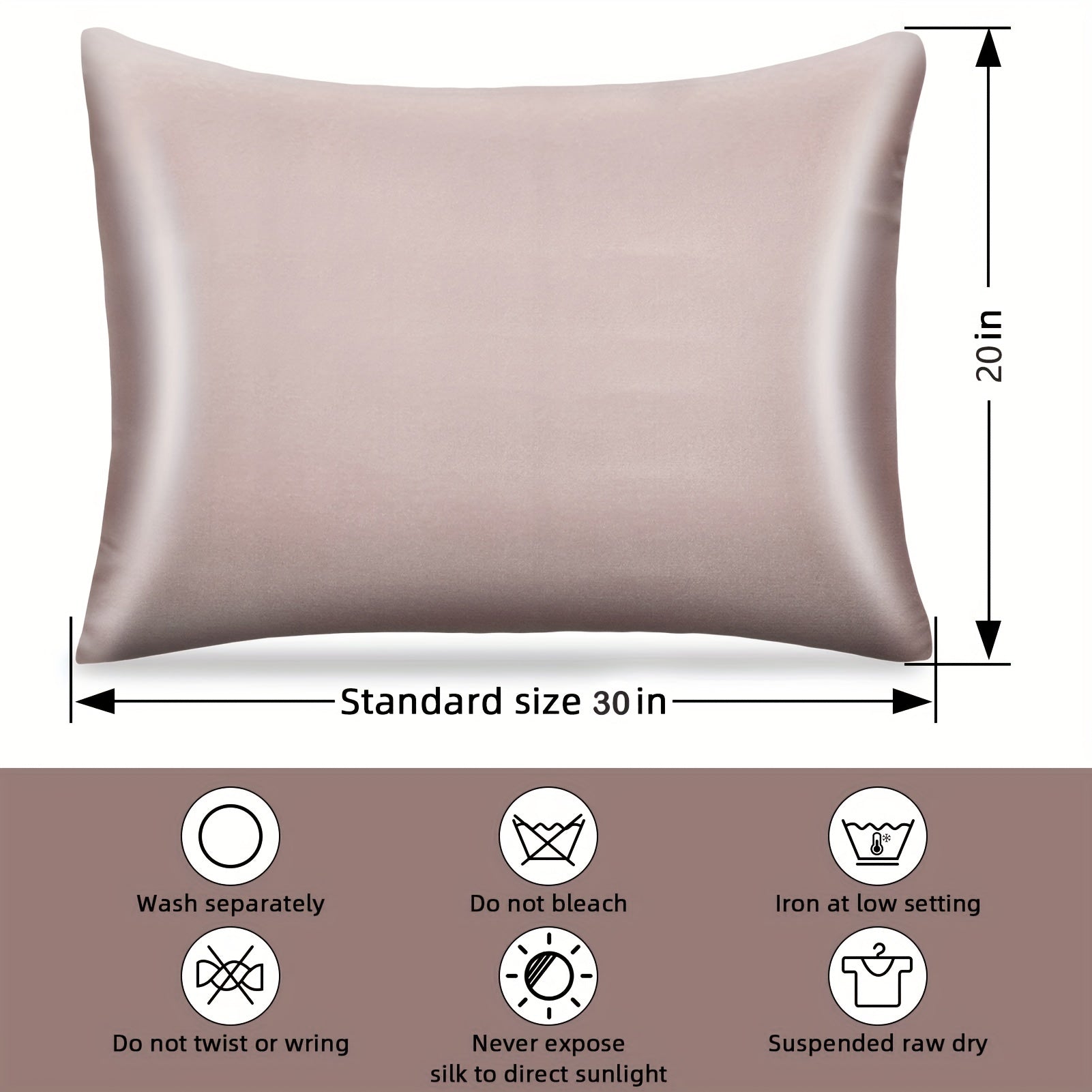 2pcs Dusty Rose Satin Pillowcase 20x30 - Queen Size Silk Pillowcase
