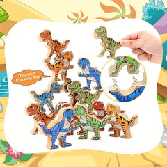 Wooden Dinosaur Stacking Game for Kids, Montessori Toys
