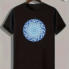 Flower Print Men's Graphic T-shirt for Summer