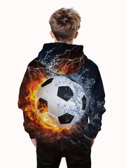 Football 3D Print Boy's Hoodie Kids Children Long Sleeve Loose Hooded Sweatshirt
