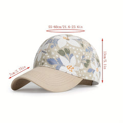 Flower Print Baseball Cap Lightweight Sun Hats Adjustable Dad Hat For Women