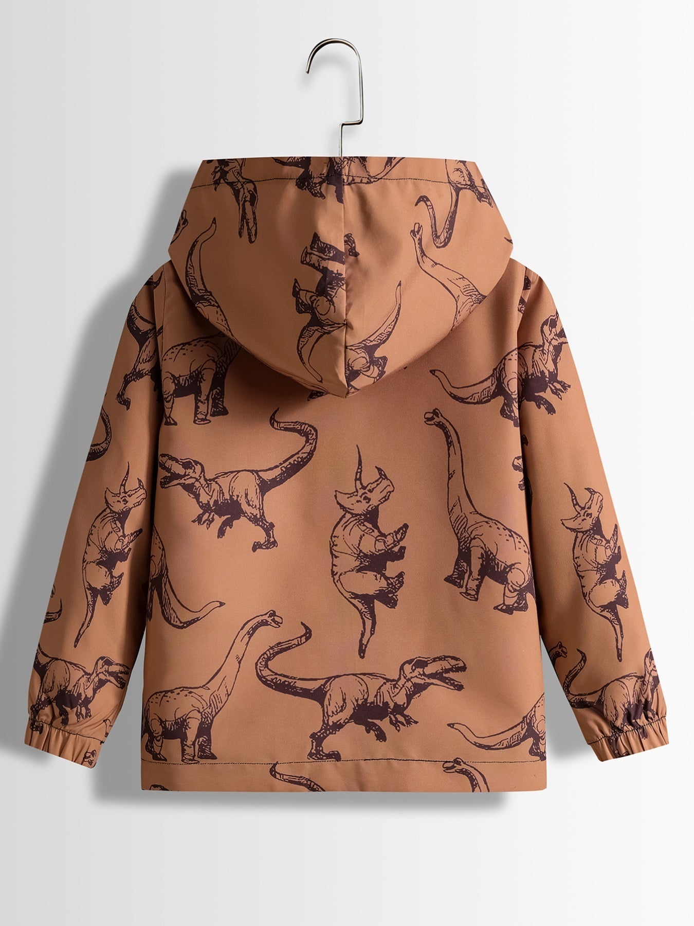 Boys Dinosaur Print Hooded Zipper Jacket