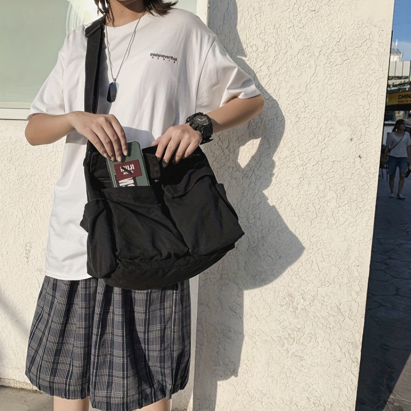 Vintage Canvas Crossbody Bag Large Capacity Shoulder Bag