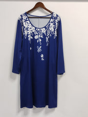 Floral Print Long Sleeve Round Neck Dress With Pockets