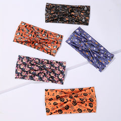5pcs Halloween Skull Print Head Band Elastic Hairband Cartoon Headband