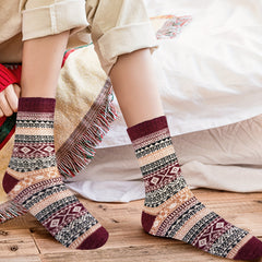 5 Pairs Winter Socks Warm Thick Soft Mid calf Socks