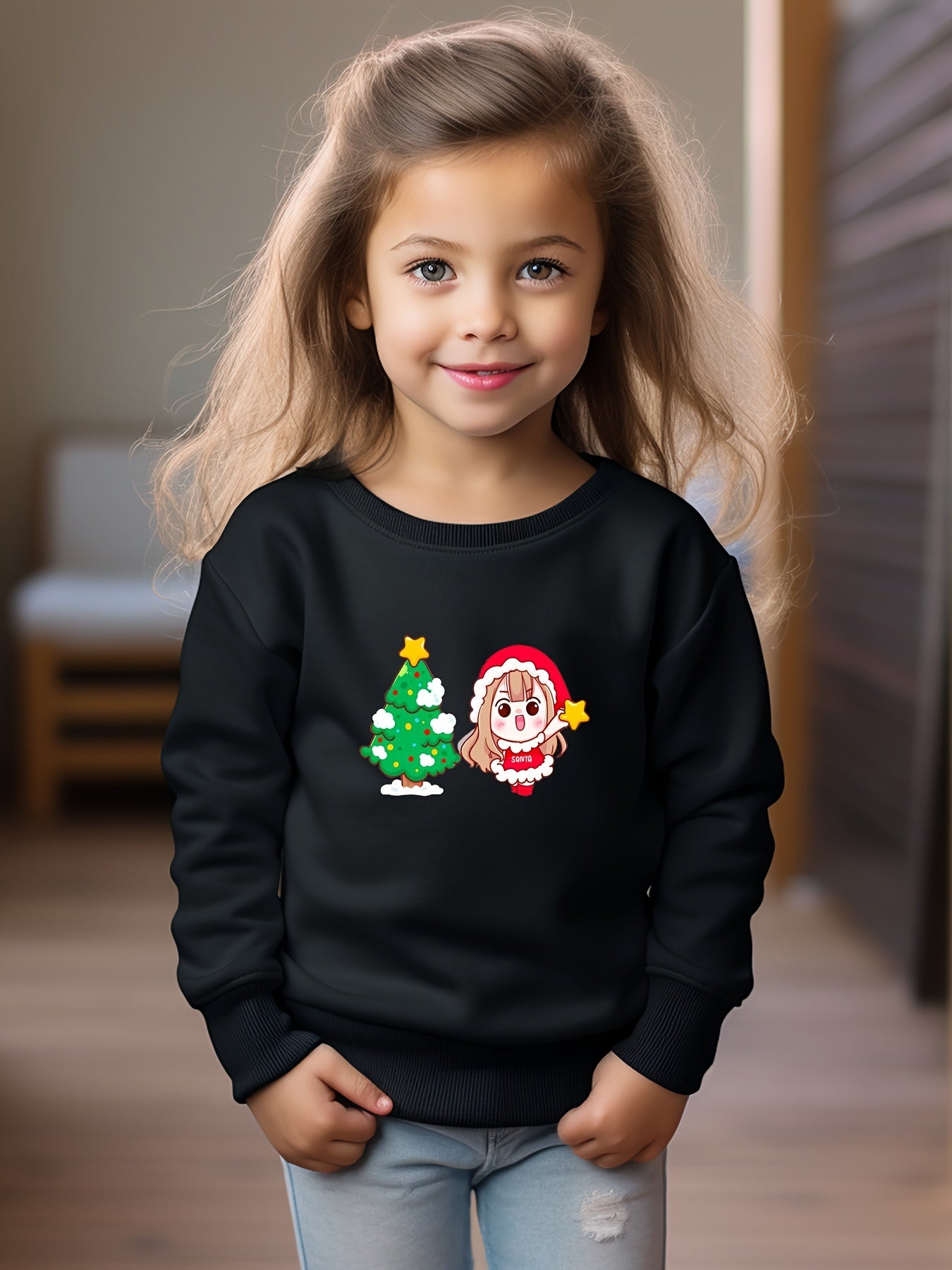 Christmas Graphic Crew Neck Sweatshirt for Kids