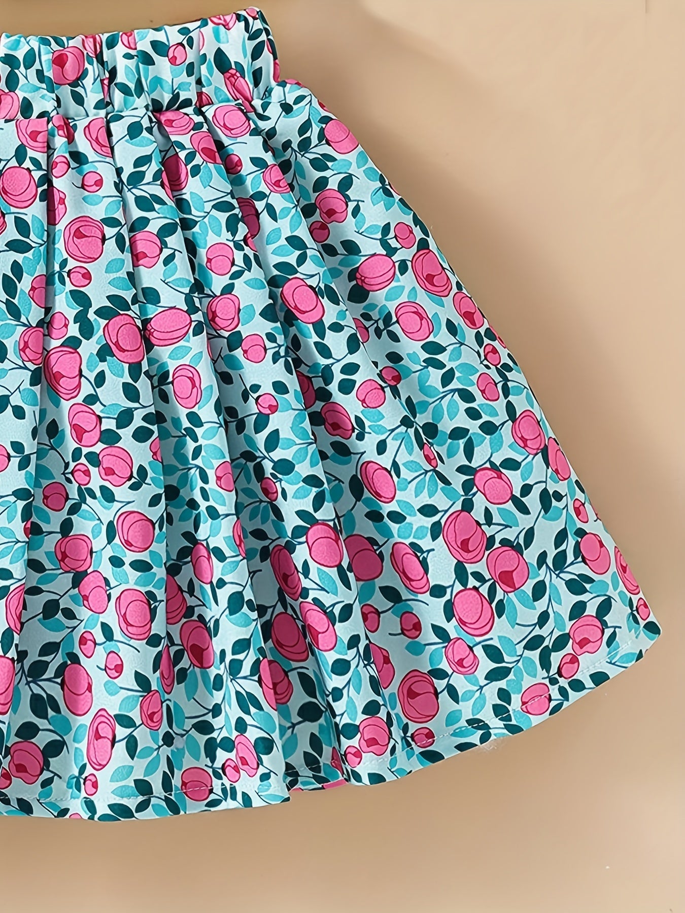 Toddler Girls Flowers Graphic Elastic Waist Skirt For Party Vacation