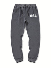 Letter Print Graphic Drawstring Joggers Men's Sweatpants