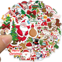 50 Cartoon Christmas Dress Up Stickers Self adhesive Santa Claus Elk Waterproof