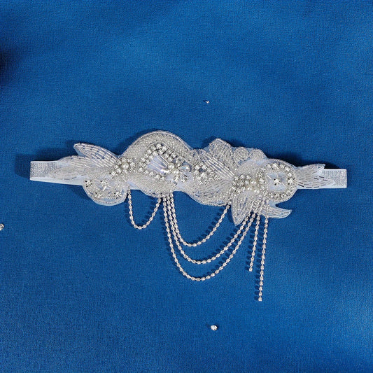 Faux Pearl Bridal Headdress with Tassel Rhinestone Head Jewelry