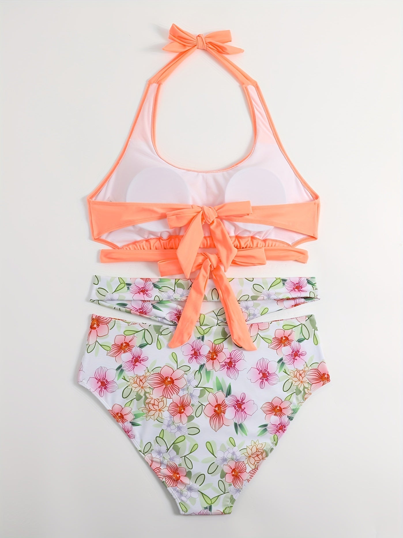 Floral Print Halter Neck Swimsuit Set