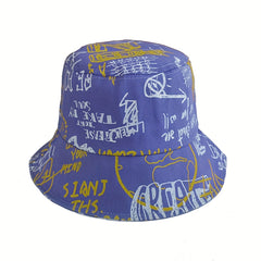 Letter Graffiti Bucket Hat Large Brim Sun Hat Men Women Outdoor Casual