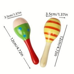 5pcs Cartoon Print Maracas & Sand Hammer Musical Instrument Rattle Shaker Toy