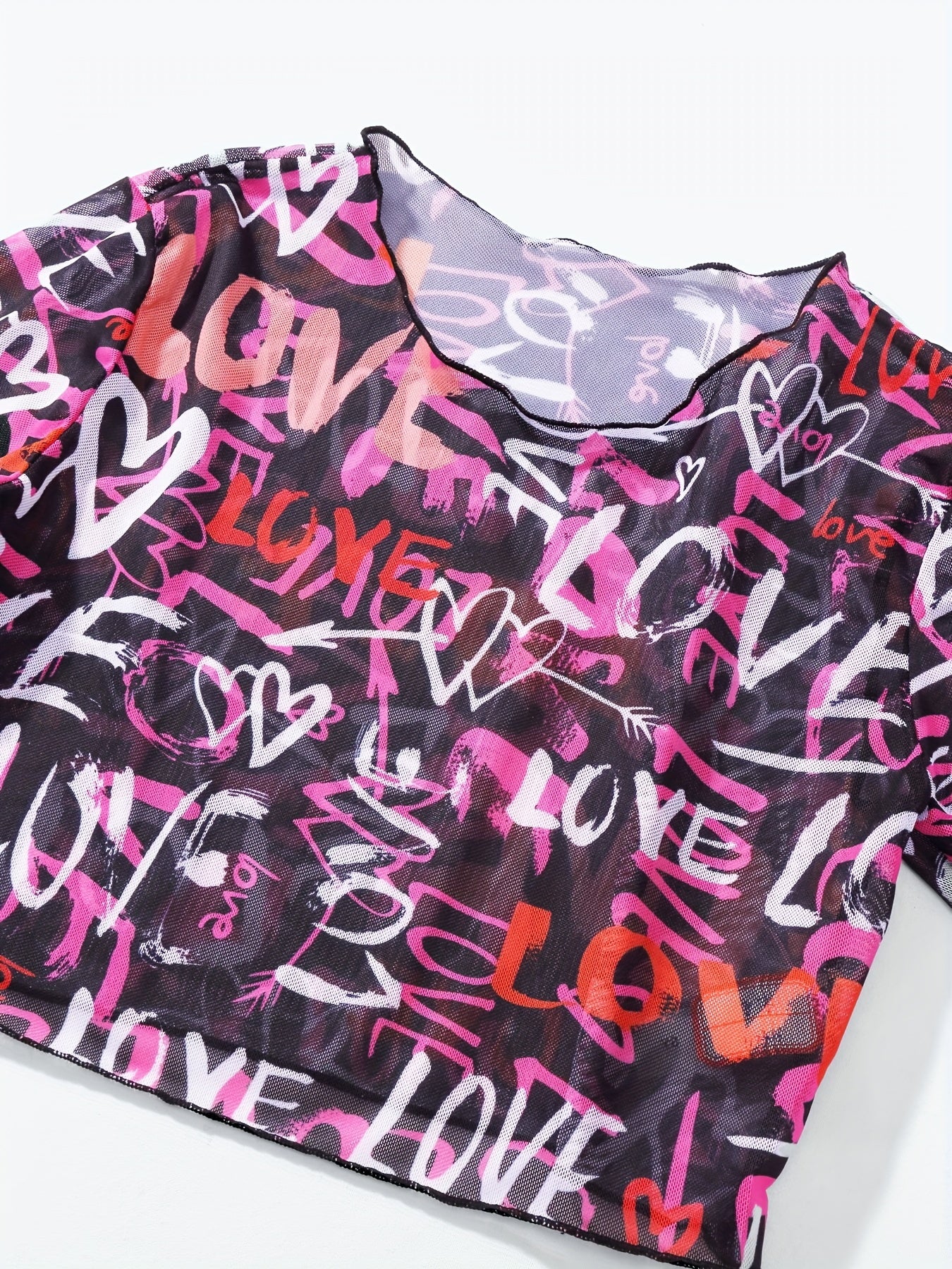 Girls Graffiti Print Swimsuit Set for Hawaii Vacation