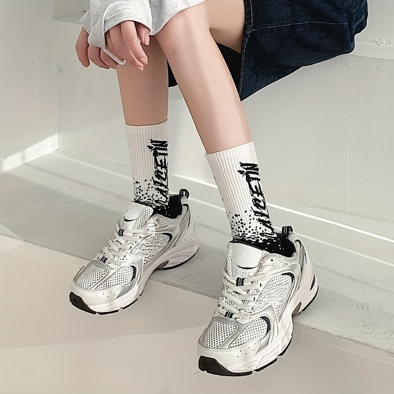5 Pairs Letter Print Sports Socks for Women
