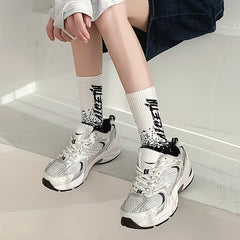 5 Pairs Letter Print Sports Socks for Women