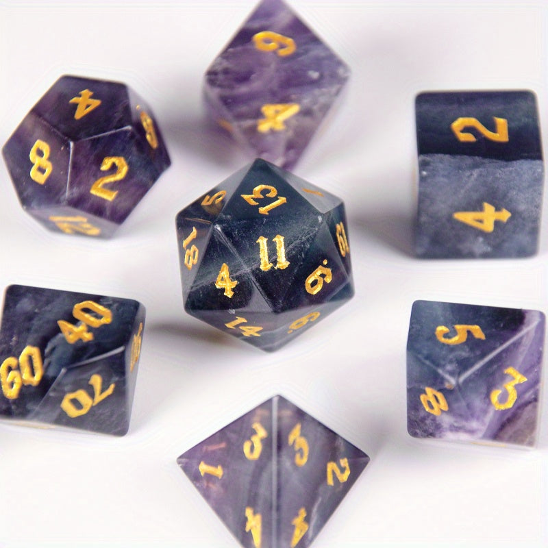 7pcs Natural Colorful Gem Polyhedarl Dices for RPG Board Game