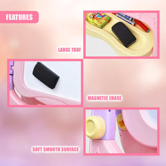 Double Sided Magnetic Drawing Board Easel Colour Chalk Pink