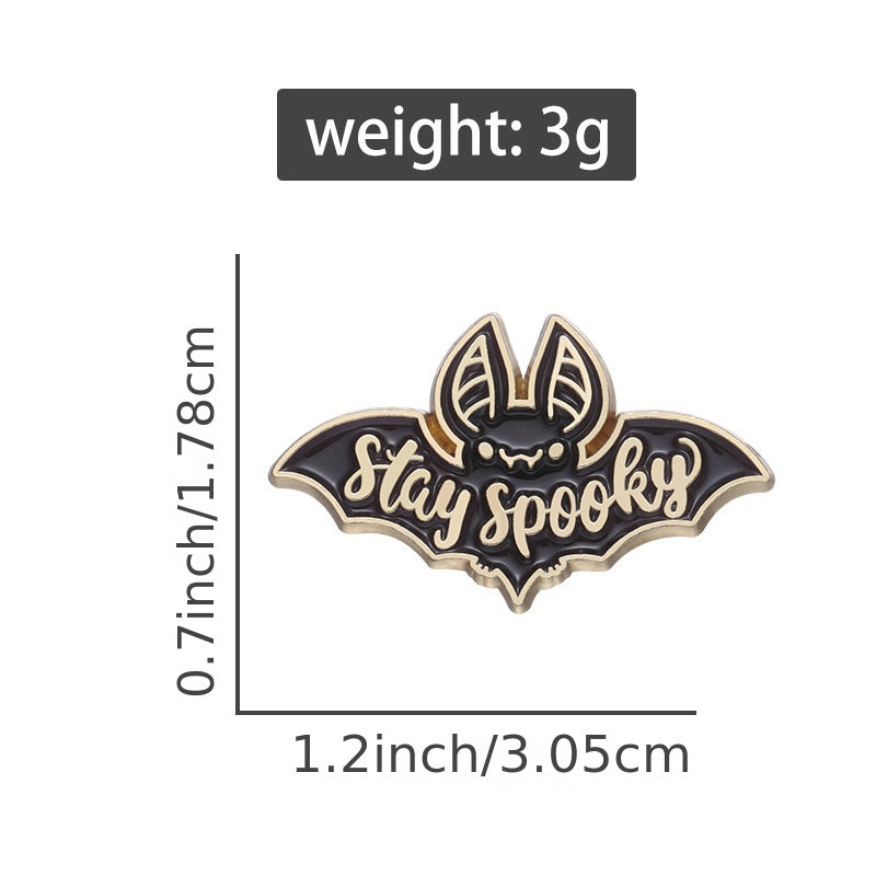 Stay Spooky Bat Enamel Pin Brooch For Girls