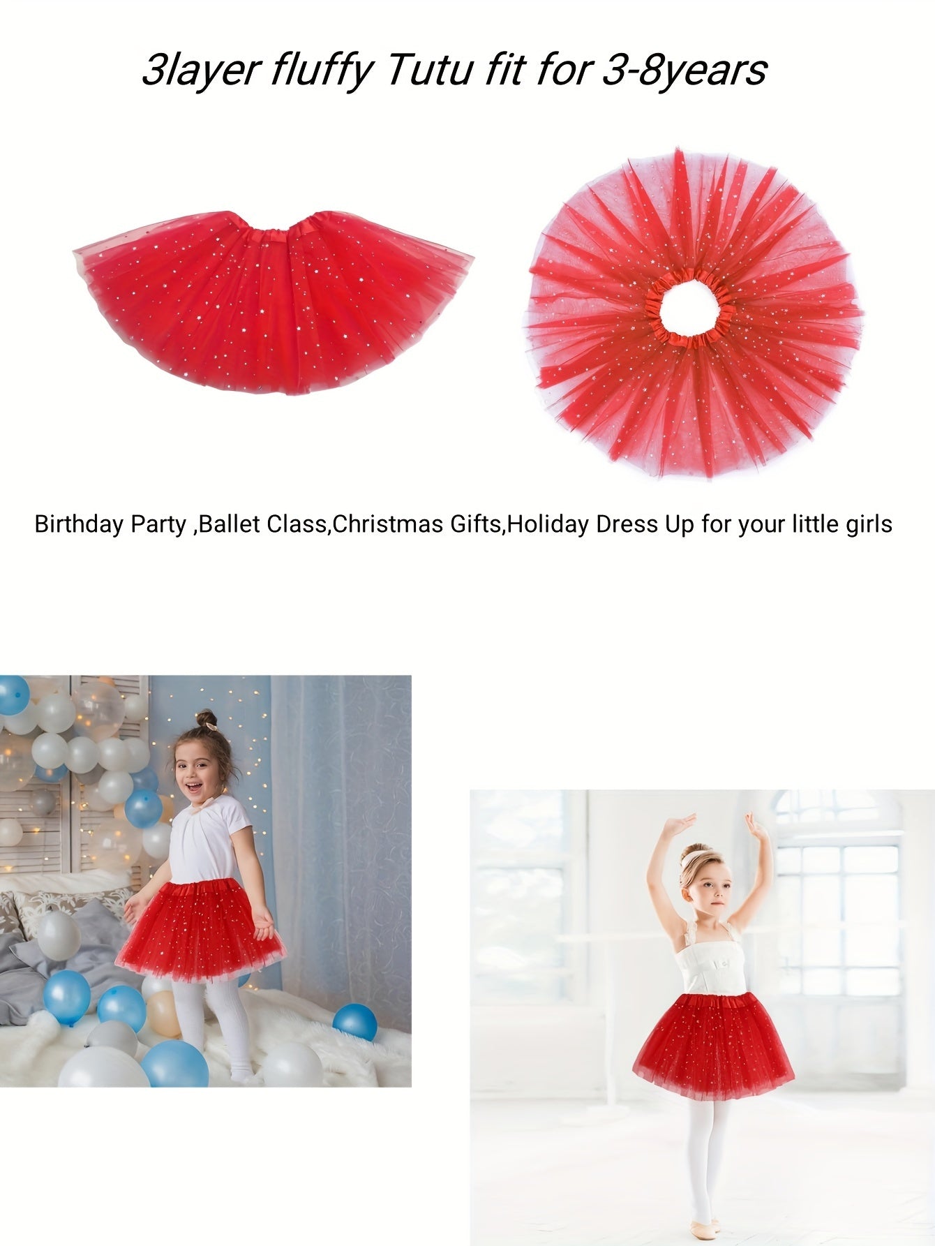 Sequin Layered Tutu Skirt Girls Ballet Dance Skirt