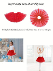 Sequin Layered Tutu Skirt Girls Ballet Dance Skirt