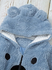 Animal Pattern Hooded Fuzzy Coat for Baby Boys
