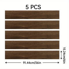 5pcs 6'' X 91 Wood Grain Floor Stickers Waterproof Self Adhesive Wall Stickers