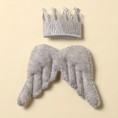 Newborn Wool Felt Angel Wings Crown Baby Photography Set