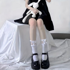 Mesh Bow Socks & Ruffle Stockings