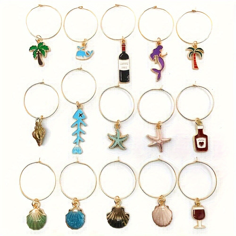 12pcs Cup Decorative Wine Glass Charms Markers Stainless Steel