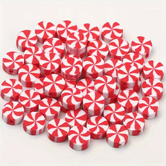 50pcs Christmas Candy Clay Beads DIY Necklace Bracelet Jewelry Making Supplies