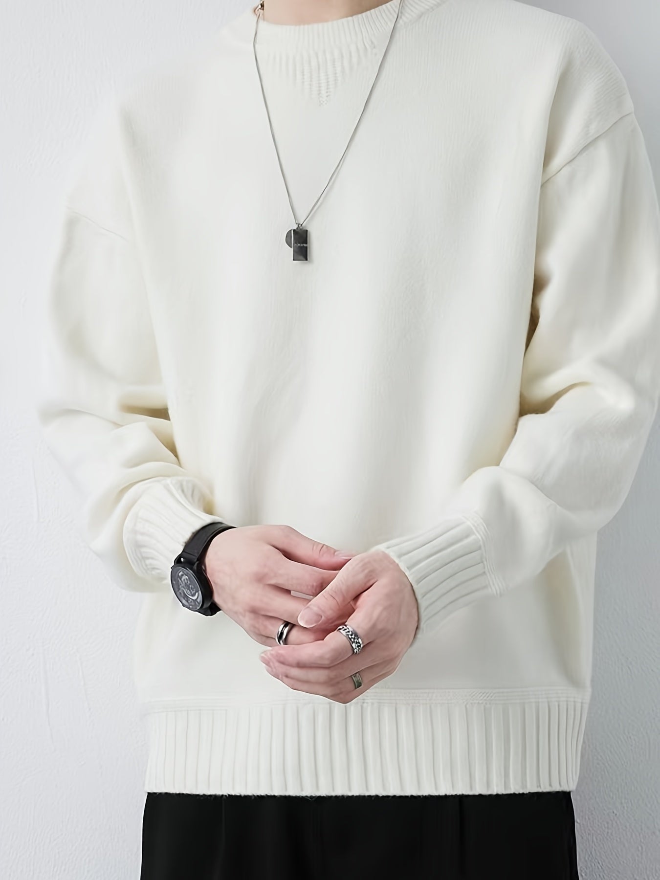 Knitted Sweater Men's Casual Warm Crew Neck Pullover For Fall Winter