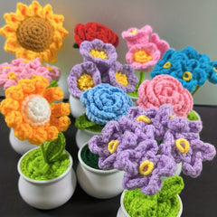 Hand-Woven Wool Crochet Pots for Flower Planting - Sunflower, Lily of the Valley