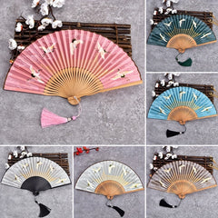Crane Figure Folding Fan Women's Chinese Cultural Creative Fan