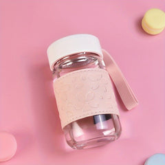 Heat Resistant Glass Bottle With Leather Cup Holder